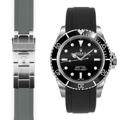 Curved End Rubber Strap for Rolex Submariner No-Date Deployant